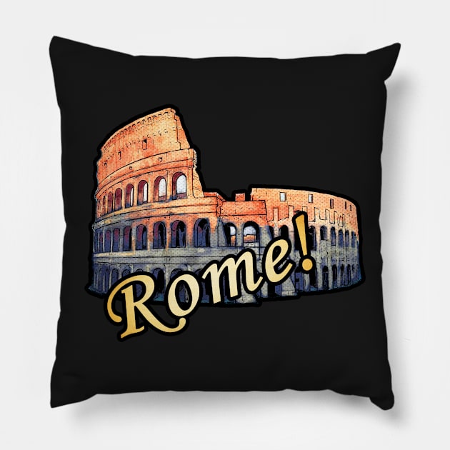 Rome Roman Colosseum Vintage Travel Romans Pillow by TravelTime