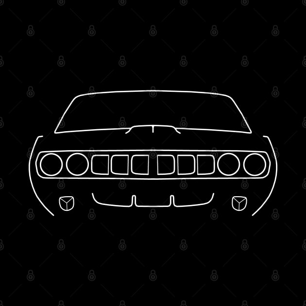 1971 vintage Plymouth Barracuda white outline graphic by soitwouldseem