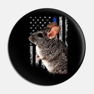 Chinchilla American Flag Whispers, Tee Triumph for Furry Fans Pin