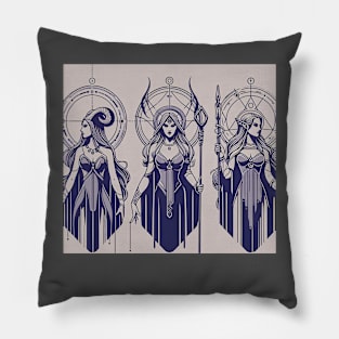 Bad Girl Triptych 2: Lilith, Jezebel, and Valkyrie Pillow