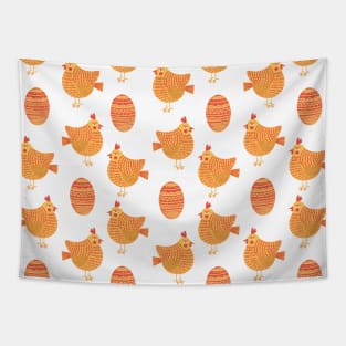 The cute yellow and red chicken and egg pattern Tapestry