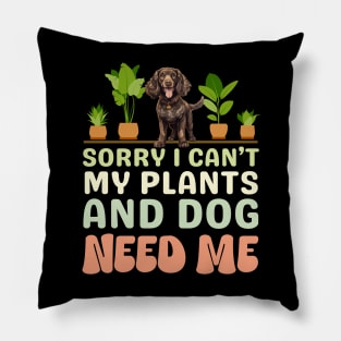 American Water Spaniel And Plants Pillow