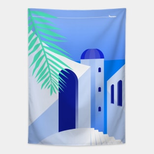 Boho travel art. Santorini, Greece #3 Tapestry