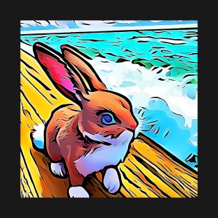 Seaside Cartoon Bunny T-Shirt