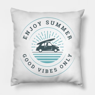 Blue Circle Summer Holidays T-Shirt Design Pillow