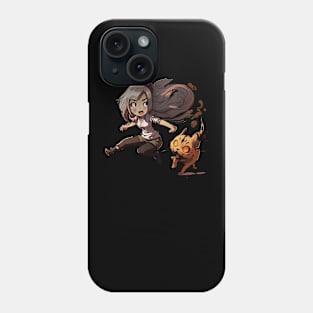 Chibi Girl and Her Cat (no background) Phone Case