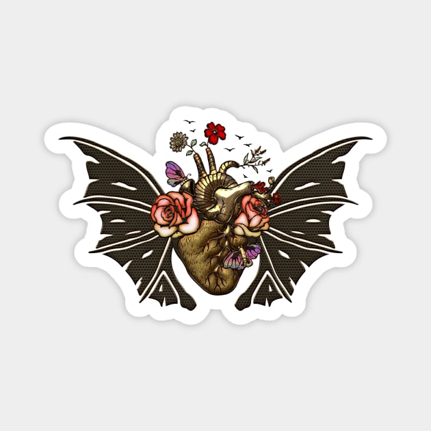 Awesome steampunk heart with wings Magnet by Nicky2342