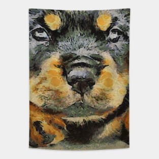 Artistic Rottweiler Puppy Portrait Vector Art Tapestry