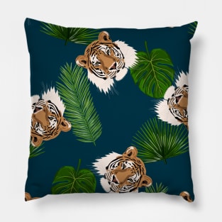 Tigers and Tropical Leaves Pillow