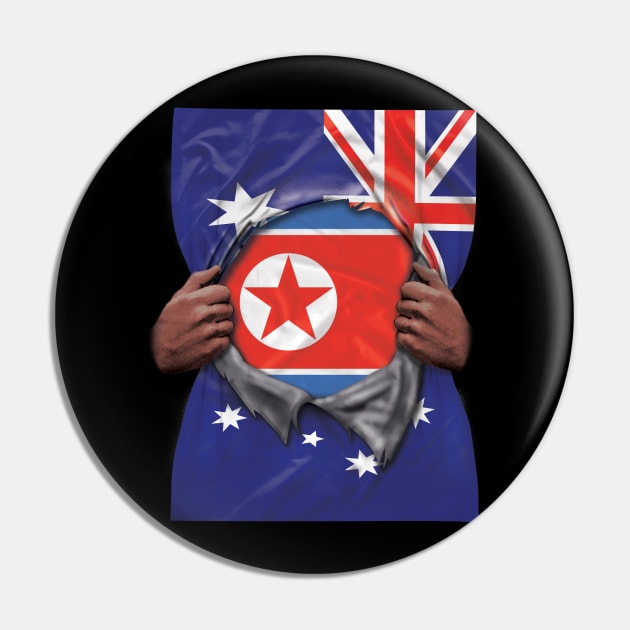 North Korea Flag Australian Flag Ripped - Gift for North Korean From North Korea Pin by Country Flags