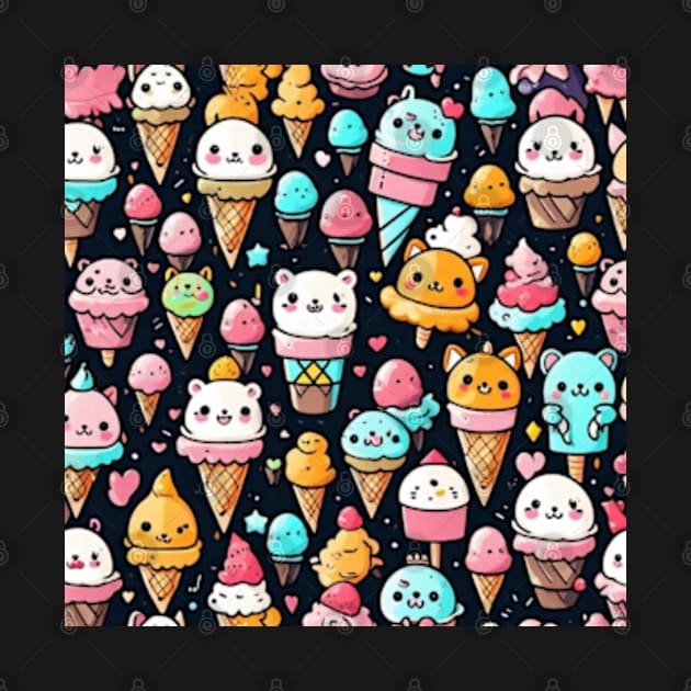 Cute colorful ice cream cones kawaii cute pattern gift ideas by WeLoveAnimals