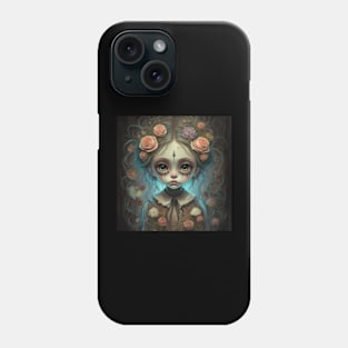 Haunted cute little girl with roses Phone Case