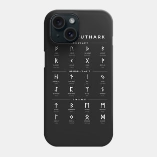 Elder Futhark Runes Alphabet Chart - Black Phone Case