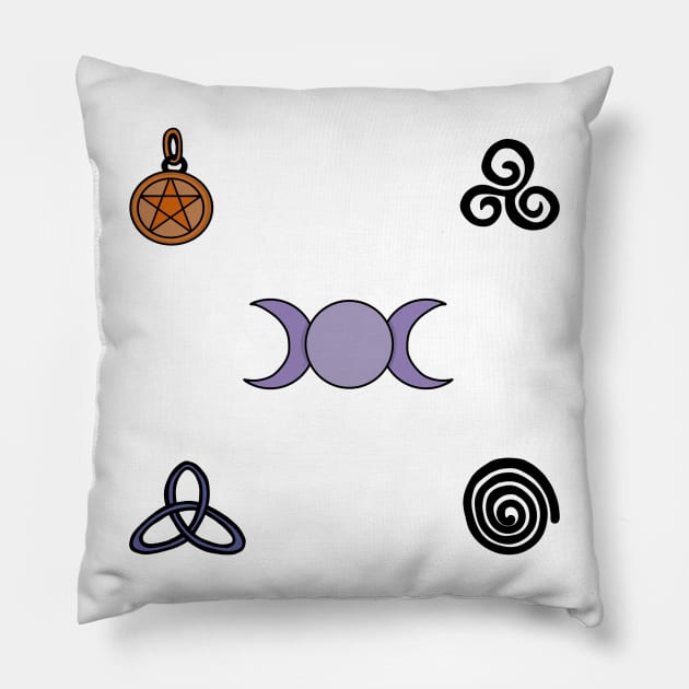 Wiccan and Pagan Symbols Pillow by DiegoCarvalho