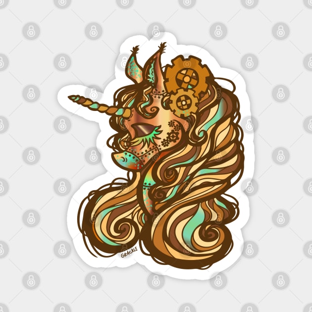 Steampunk Unicorn Magnet by Jan Grackle