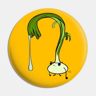 Angry Onion Vegetable Green Cartoon Pin