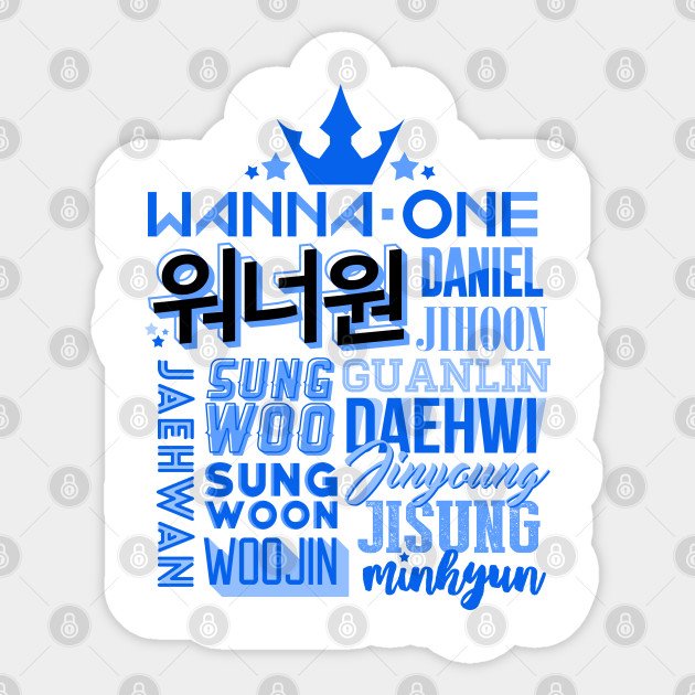 Wanna One Font Collage Kpop Sticker Teepublic Uk