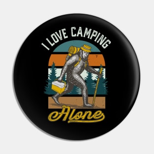 I Love Camping Solo Bigfoot Sasquatch Pin