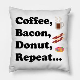 Coffee Bacon Donut Repeat Pillow