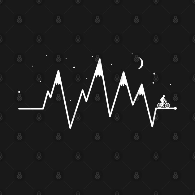 Bike EKG Heartbeat Mountain Biking Night Sky by TeeCreations