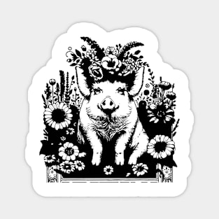 Pig in flowers Magnet