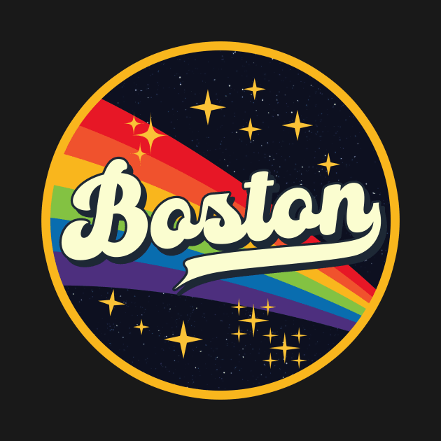 Boston // Rainbow In Space Vintage Style by LMW Art