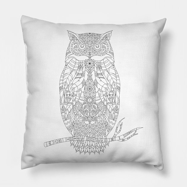 colorful owl line art idea Essential Sticker Pillow by Marhaba