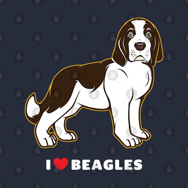 I Love Beagles Puppy Dog Art by Rumble Dog Tees