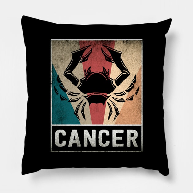 Vintage Cancer 12 Zodiac Cancer Birthday Pillow by paola.illustrations