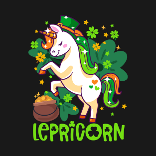 Unicorn Lepricorn St Patricks Day Leprechauns Girls Women T-Shirt