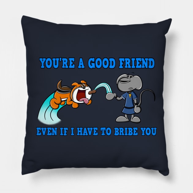 Zoë and Skitter - Bribe Your Friends Pillow by Age of Animus