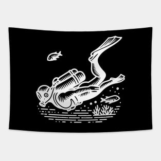 Scuba Diving Diver Tapestry