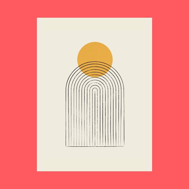 Sun mountain abstract - Mid century modern by moonlightprint