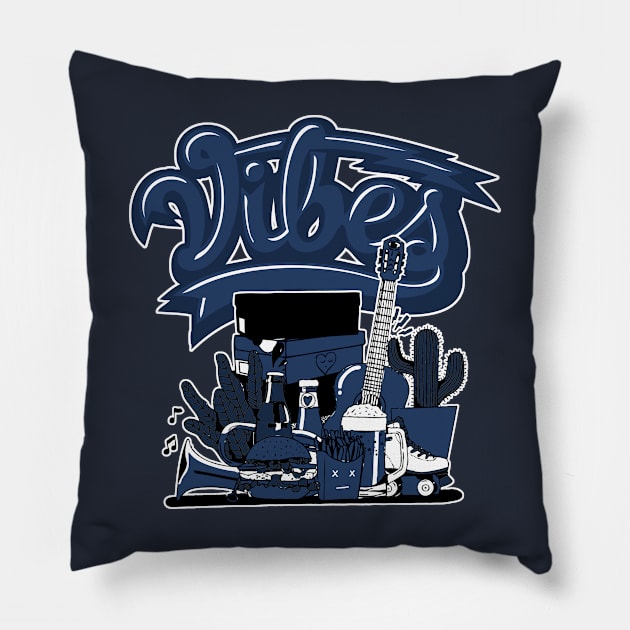 Sneaker Vibes Brave Blue Pillow by funandgames