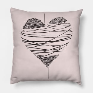 Yarn Heart - Pale Pink Background Pillow