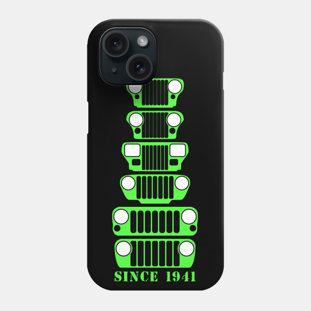 Jeep Grills Lime Green Logo Phone Case by Caloosa Jeepers 