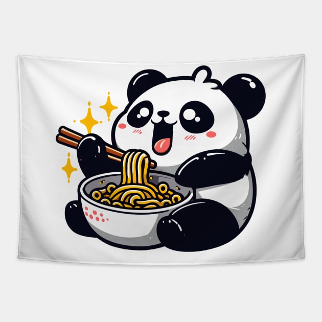 Panda Eating Ramen Tapestry by PhotoSphere