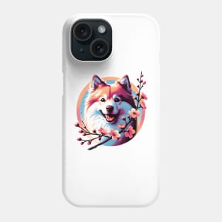 Joyful Finnish Spitz with Spring Cherry Blossoms Phone Case