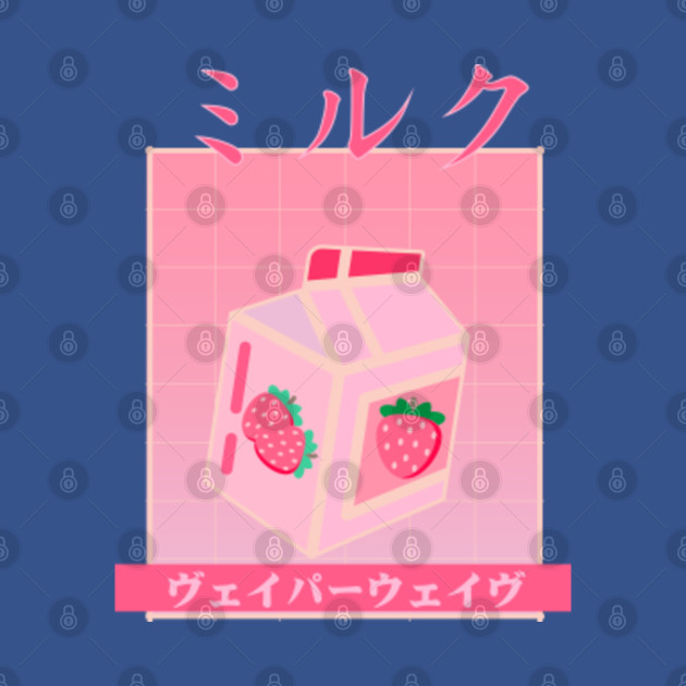 Discover 90s Japanese Text Strawberry Milkshake Anime - 90s Japanese Otaku Stylish Aesthetic - T-Shirt