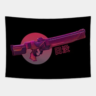 Cyberpunk Vaporwave Cyberwave Sunset Pistol Gun Blaster Tapestry