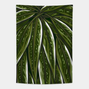 Vintage doodle illustration of Green Monstera Leaves Tapestry