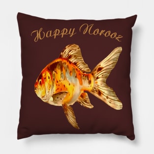 Elegant Happy Norooz Goldfish Cat New Year Pillow
