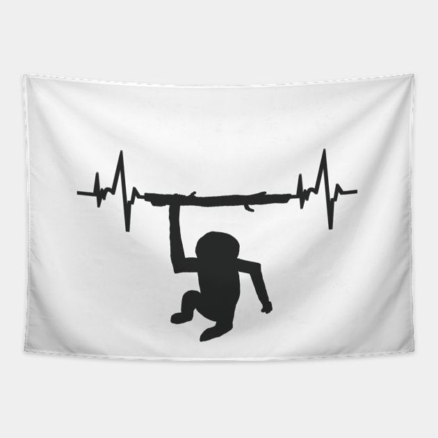 Gibbon heartbeat ECG primate motif monkey Tapestry by FindYourFavouriteDesign