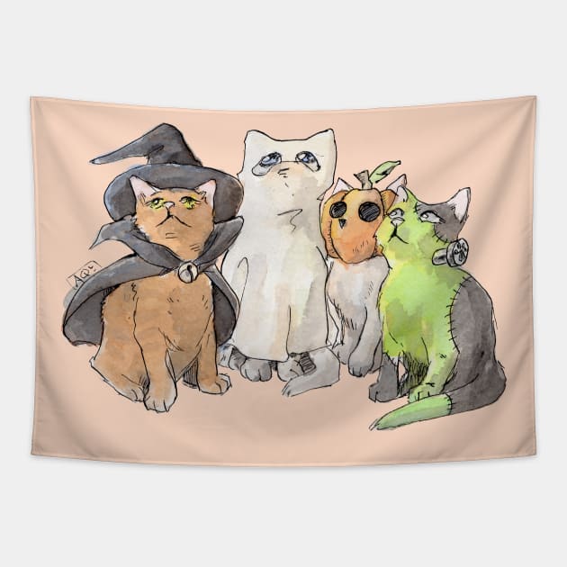 Halloween kitties Tapestry by Aqutalion