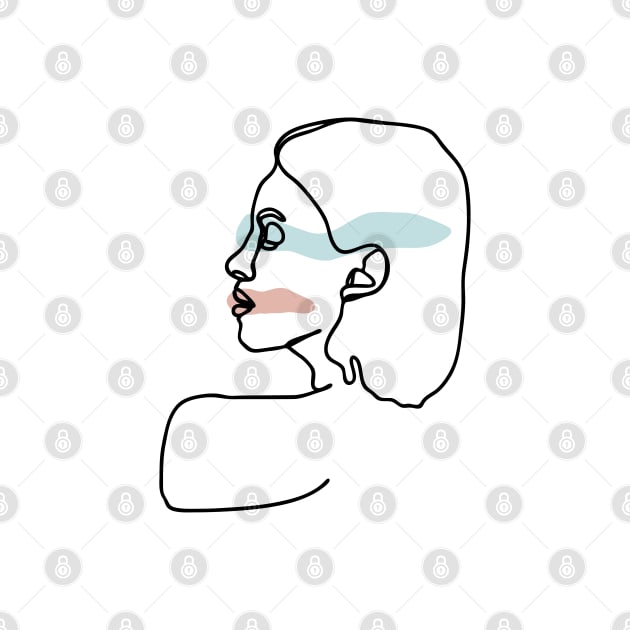 Minimal Line Drawing Woman's Head by Art Designs