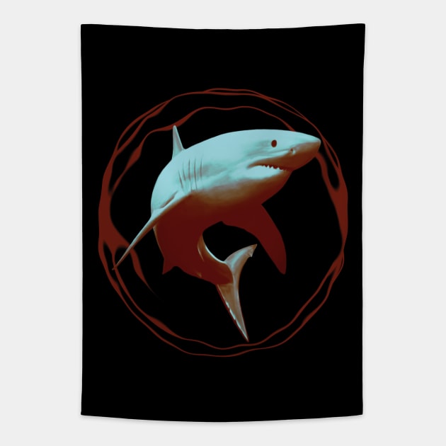 Great White Shark Tapestry by TMBTM