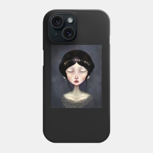 Manga Snow White Reimagined in Opal Dress and Moon Phase Crown Phone Case