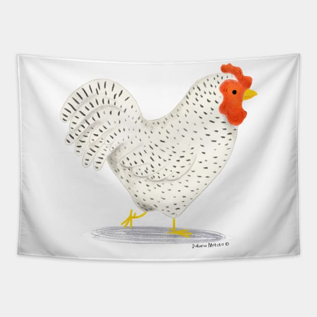 Dominique Chicken Tapestry by julianamotzko