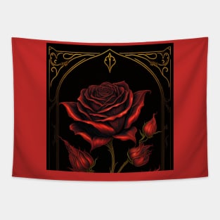 Framed oriental style red rose Tapestry