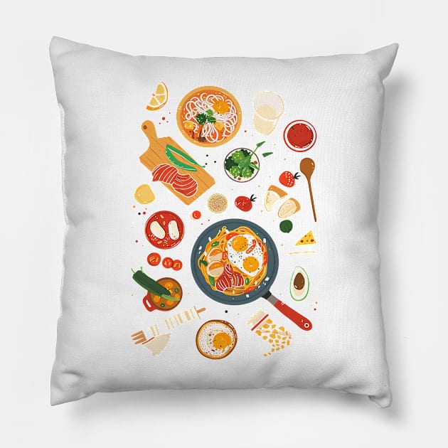 Cooking food Pillow by Printashopus